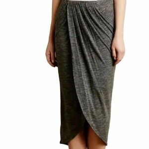 Saturday Sunday Nona faux wrap tulip midi skirt marled charcoal gray Size M